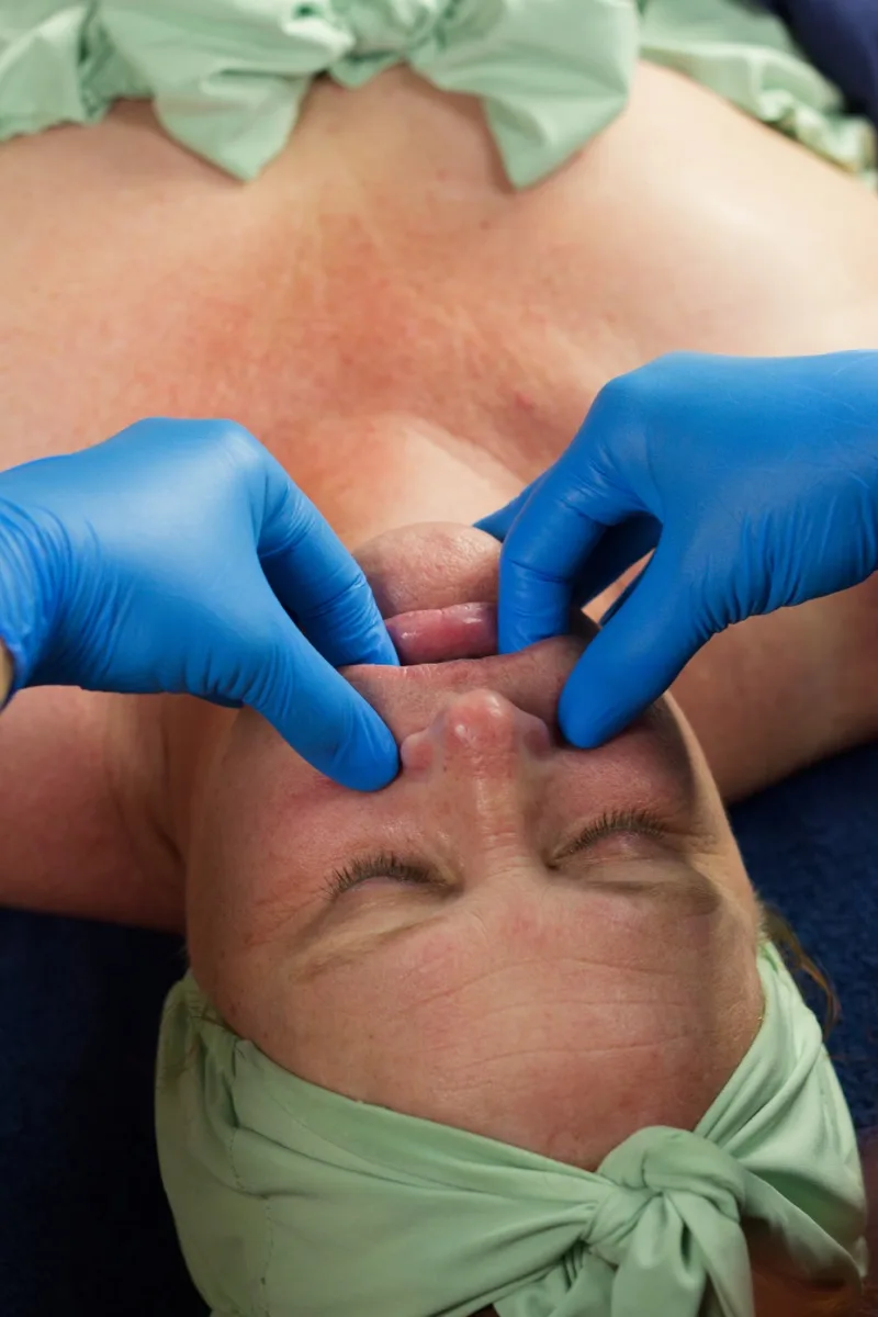 Facial sculpting session at Red Coral Spa